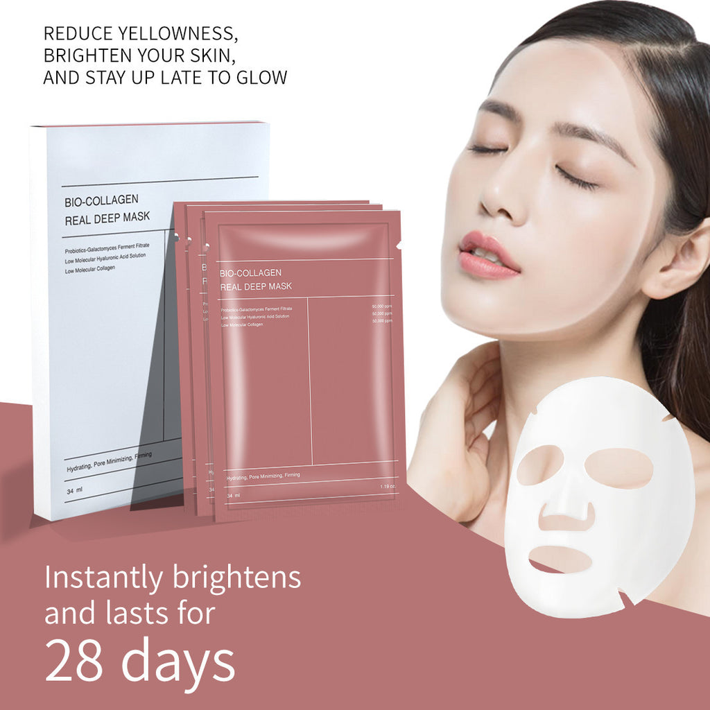 Bio-Collagen Real Mask Sheet Face Mask with White to Transparent Collagen Effect