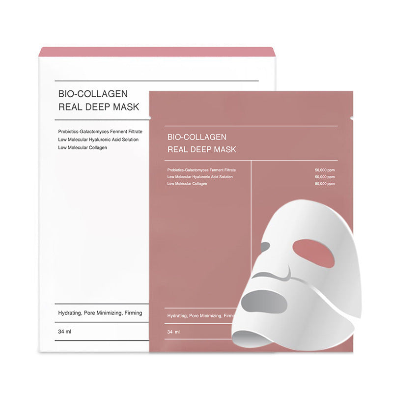 Bio-Collagen Real Mask Sheet Face Mask with White to Transparent Collagen Effect