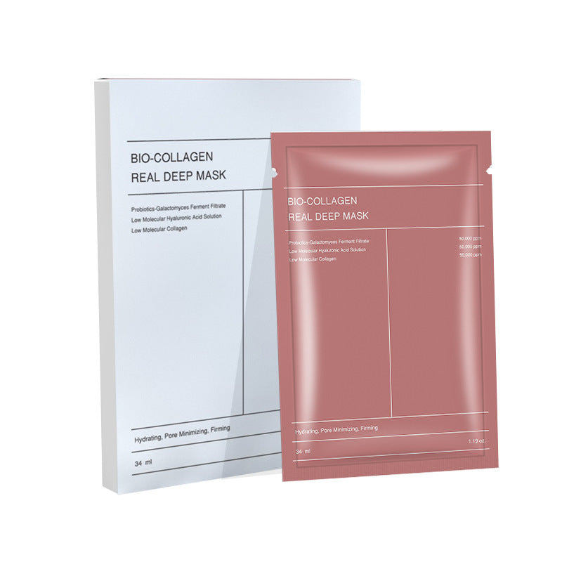Bio-Collagen Real Mask Sheet Face Mask with White to Transparent Collagen Effect