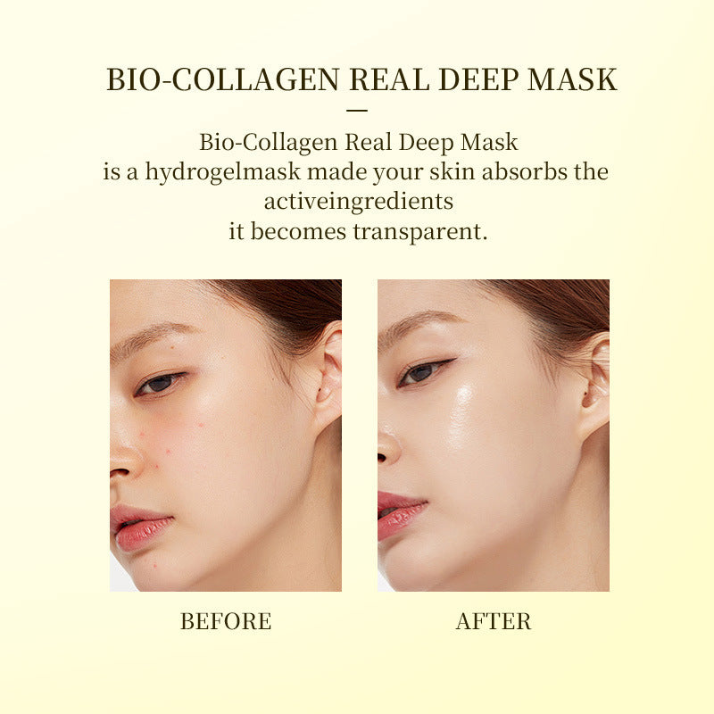 Bio-Collagen Real Mask Sheet Face Mask with White to Transparent Collagen Effect